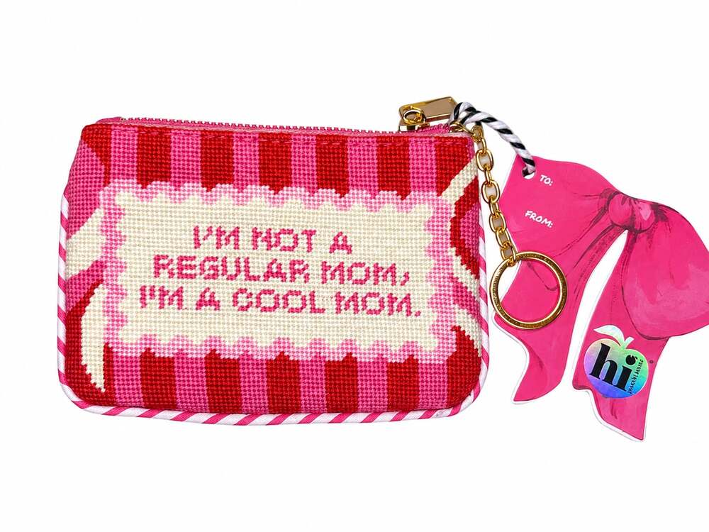 Hi Peach Layne I'm Not A Regular Mom I'm A Cool Mom Needlepoint Keychain